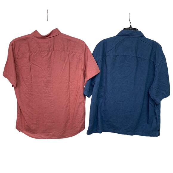 2 New American Eagle Mens Medium Blue Salmon Short Sleeve Button Up Shirts - Picture 4 of 4